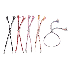 (52) Непрозрачная лаванда Изготовление браслетов из хлопкового шнура в технике макраме, с латунными бусинами и 304 наконечниками из нержавеющей стали, цвет нержавеющей стали, разноцветные, 10.39 дюйм (26.4 см)