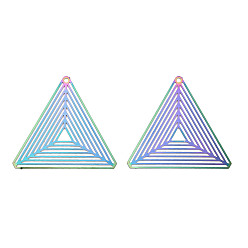Rainbow Color 304 подвески из травленого металла из нержавеющей стали, треугольный шарм, Радуга цветов, 28x30.5x0.2 мм, отверстие : 1.2 мм