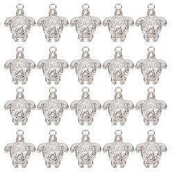 Нержавеющая Сталь Цвет 20 шт. 201 подвески из нержавеющей стали, черепаха с подвесками морских звезд, цвет нержавеющей стали, 23.5x18x3 мм, отверстие : 3 мм