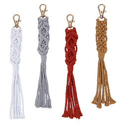 (52) Непрозрачная лаванда 4 шт. 4 цвета ручная работа макраме хлопковый кулон украшение, с поворотными застежками, разноцветные, 200 мм, 1 шт / цвет