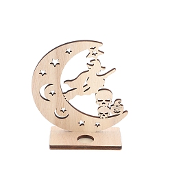 Skull Украшения для Хэллоуина, деревянные подсвечники с полыми лунами, для домашнего украшения рабочего стола, череп, 140x150 мм