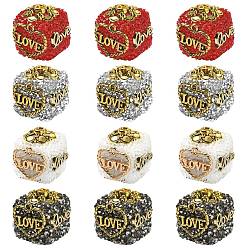 (52) Непрозрачная лаванда 12шт. 4 цвета непрозрачные акриловые и сплавные бусины, куб и любовь, разноцветные, 21.5x18~19x18~19 мм, отверстие : 1.8~2 мм, 3 шт / цвет