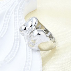 Платина Латунные кольца-манжеты для женщин, без кадмия и без свинца, овальные, платина, внутренний диаметр: 17.4 мм