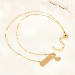 Золотой 304 Длинное овальное ожерелье из нержавеющей стали с подвеской в виде сердца, ионное покрытие (ip), долговечный, золотые, 19.09 дюйм (48.5 см)