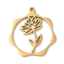 Golden 304 Stainless Steel Pendants, Flower, Golden, 23.5x21.5x1mm, Hole: 1.5mm