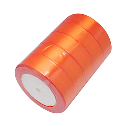 Dark Orange Single Face Satin Ribbon, Polyester Ribbon, Dark Orange, 1 inch(25mm) wide, 25yards/roll(22.86m/roll), 5rolls/group, 125yards/group(114.3m/group)