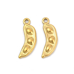 Золотой 304 подвески из нержавеющей стали, ионное покрытие (ip), гороховый шарм, золотые, 19x7.5x2.5 мм, отверстие : 1.6 мм