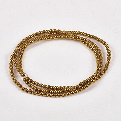 Golden Plated Electroplate Non-magnetic Synthetic Hematite Beads Strands, Round, Grade A, Golden Plated, 2mm, Hole: 1mm, about 200pcs/strand, 16 inch