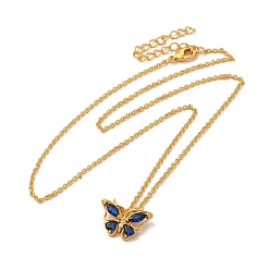 Настоящее золото 18K Ожерелья с подвесками в виде бабочек из латуни с микропаве из кубического циркония, долговечные украшения для женщин с покрытием, без кадмия и без свинца, реальный 18 k позолоченный, 15.63 дюйм (39.7 см)