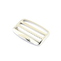 Серебро Прямоугольный цинковый сплав слайдер замка лестницы, регулируемые лямки с пряжкой, серебряные, 41x57 мм