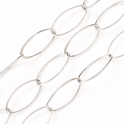 Нержавеющая Сталь Цвет Устойчивы к потускнению 304 цепочки из нержавеющей стали, тянутые удлиненные кабельные цепи, пайки, с катушкой, цвет нержавеющей стали, 20x10x1 мм, около 16.4 футов (5 м) / рулон