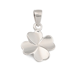 Платина Изящные серебряные подвески-клеверы, с залогами и 999 маркой, родий, платина, 15x12.5x1.5 мм, отверстие : 4.5x3.5 мм
