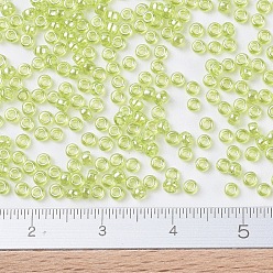 (RR172) Transparent Chartreuse Luster MIYUKI Round Rocailles Beads, Japanese Seed Beads, (RR172) Transparent Chartreuse Luster, 11/0, 2x1.3mm, Hole: 0.8mm, about 1100pcs/bottle, 10g/bottle