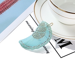 Бледно-бирюзовый Заколки для волос из ацетата целлюлозы со стразами, улитка, бледные бирюзовая, 65 мм