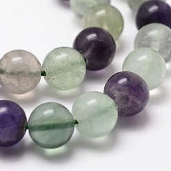 Fluorite Natural Fluorite Bead Strands, Round, Grade AB+, 6mm, Hole: 1mm, about 61pcs/strand, 14.9 inch~15.1 inch