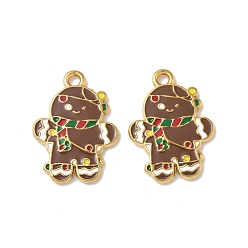 Gingerbread Man 304 нержавеющей стальной эмали подвески, прелести рождественской тематики, ионное покрытие (ip), реальный 18 k позолоченный, Колобок, 22.5x16.5x2 мм, отверстие : 1.8 мм