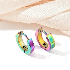 Rainbow Color 304 серьги-кольца из нержавеющей стали с эффектом полировки, ионное покрытие (ip), Радуга цветов, 13x13.5x4 мм