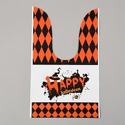 Word Halloween Theme Plastic Bags,  for Halloween Party Sweets Snack Gift Ornaments, Colorful, 22.6x13.5cm, 50pcs/bag