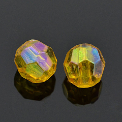 (932FM) Темно-синий аква-матовый с подкладкой Экологичные прозрачные акриловые бусины, граненые, круглые, AB цвет, темно-золотистые, 6 мм, Отверстие : 1 мм , около 5000 шт / 500 г