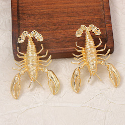 Doré  Boucles d'oreilles en alliage pour femmes, homard, or, 57x40mm