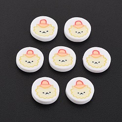 Champagne Yellow Handmade Polymer Clay Cabochons, Polymer Clay Slices for Resin Crafts & DIY Projects, Flat Round with Sheep, Champagne Yellow, 9~9.5x2mm, about 5000pcs/1000g