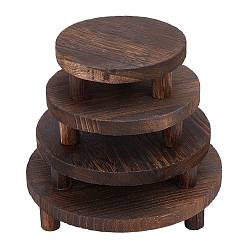Brun De Noix De Coco 4 pièces 4 tailles présentoirs en bois, ronde, brun coco, 12.8~20.3x4.8 cm, 1 pc / taille