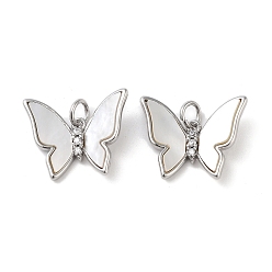 Платина Латунные микро проложить кубического циркония подвески, без кадмия, без никеля и без свинца, с оболочкой, с прыжковых колец, бабочки прелести, платина, 14.5x18.5x4 мм, отверстие : 3 мм