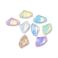 (52) Непрозрачная лаванда Эффект мокко в форме топора, пришитый стразами, k 5 стеклянный страз, 2-отверстие ссылка, плоская спинка с покрытием, швейные украшения, разноцветные, 9x14x4.3 мм, отверстие : 1 мм