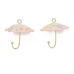 Шампанско-Желтый Акриловые подвески, зонтик, с латунной найти, шампанское желтый, 21.5x22 мм, отверстие : 2 мм