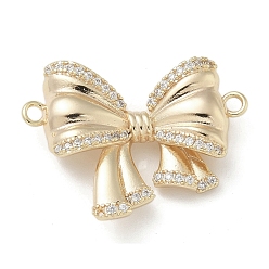 Настоящее золото 18K Шармы-соединители из латуни с микропаве из прозрачного кубического циркония, без кадмия, без никеля и без свинца, бабочка, реальный 18 k позолоченный, 18.5x24x5 мм, отверстие : 1.5 мм