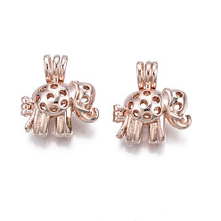 Rose Gold Rack Plating Alloy Locket Pendants, Cadmium Free & Lead Free, Elephant, Rose Gold, 21x20x10.5mm, Hole: 3x4.5mm