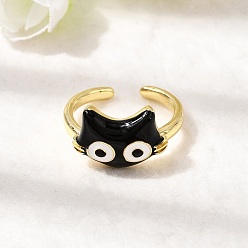 Золотой Латунные эмалевые манжеты для женщин, форма кошки, долговечный, стойки покрытие, золотые, регулируемый; 11x15мм