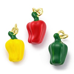 (52) Непрозрачная лаванда Латунь эмаль подвески, с целью перехода в кольце, стойки покрытие, прочное покрытие, без кадмия и без свинца, реальный 18 k позолоченный, перец прелести, разноцветные, 17.5x9.5x9 мм, отверстие : 3 мм