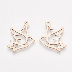 Розовое Золото 201 подвески из нержавеющей стали, птица, розовое золото , 16x18x1 мм, отверстие : 1.4 мм