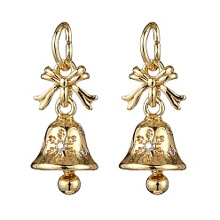 Золотой Латунные микро проложить кубического циркония подвески, Рождественский колокольчик, с целью перехода в кольце, золотые, 16x8.5 мм, отверстие : 4 мм