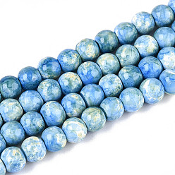 Темно-Голубой Выпечка краска бисер пряди, круглые, глубокое синее небо, 4~5 мм, отверстие : 0.7~0.8 мм, около 194~204 шт / нитка, 28.35~30.31 дюйм (72~77 см)