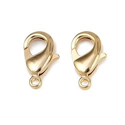 Настоящее золото 24K Карабин-лобстеры, латунные, без кадмия и без свинца, реальный 24 k позолоченный, 12x7x3 мм, отверстие : 1 мм