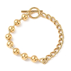 Золотой 304 браслеты из шариковой цепи из нержавеющей стали и кубинской цепочки для женщин, золотые, 7-3/4 дюйм (19.8 см)