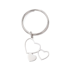 Сердце 201 брелок из нержавеющей стали, с кольцом, сердце, 50 мм, Сердце: 18x25x1.2 mm