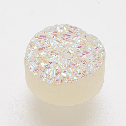 Бежевый Смола имитация друзы кварцевые кабошоны, плоско-круглые, бежевые, 6x3~3.5 мм