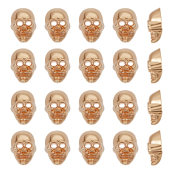 Золотой 20 шт. 2-отверстие кнопки из цинкового сплава, череп, золотые, 18x13x7 мм, отверстие : 3x2 мм
