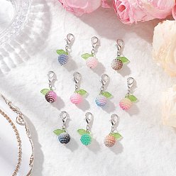 Платина Подвески из искусственного жемчуга, акриловые ягодные бусины, украшения, Сплав с застежками когтя омара, платина, 28.5~29.5 мм