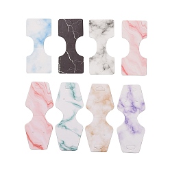 Mixed Color 160Pcs 8 Style Paper Hair Ties Display Cards, Rectangle with Marble Pattern, Mixed Color, 8.8x4x0.04cm, 20pcs/style