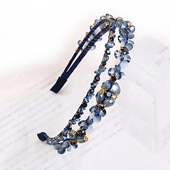 Морской Синий Блестящие элегантные стеклянные резинки для волос, аксессуары для волос для девочек и женщин, Marine Blue, 380 мм