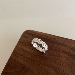 Платина Латунь регулируемые манжеты кольца, сердечные темы, платина, внутренний диаметр: 15~20 мм