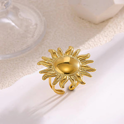 Золотой 304 открытые кольца манжеты из нержавеющей стали, солнце, золотые, размер США 8 1/2 (18.5 мм)