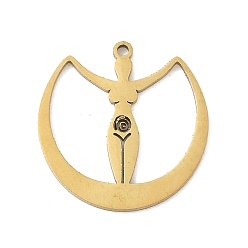 Золотой 201 подвески из нержавеющей стали, Луна с человеческим, золотые, 20x19.5x1 мм, отверстие : 1.2 мм