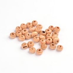 пшеница Крашеные натуральные деревянные бусины, круглые, цвет пшеницы, 4~5x3 мм, отверстие : 1.2 мм, Около 37340 шт / 1000 г