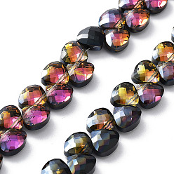 Black Electroplate Triangle Glass Beads Strands, Faceted, Black, 9x10x5mm, Hole: 1mm, about 100pcs/strand, 23.62''(60cm)