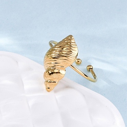 Shell Shape 304 из нержавеющей стали Манжета кольца для женщин, реальный 18 k позолоченный, формы раковины, внутренний диаметр: 19.9 мм